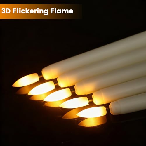 4 Pack Ivory Flameless Taper Candles - Battery Operated Flickering LED Candlesticks