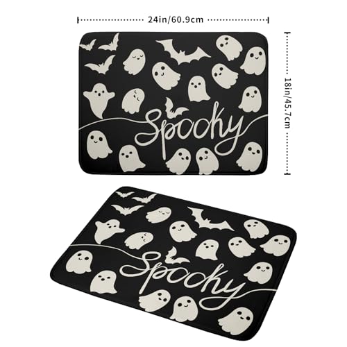 Halloween Dish Drying Mat for Kitchen Counter 18x24 Black Spooky Ghost Reversible Microfiber Absorbent Protector - Variation of THIS listing