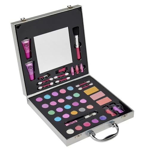Kids Glitter Makeup Kit with Eyeshadows, Lip Colors & Brushes