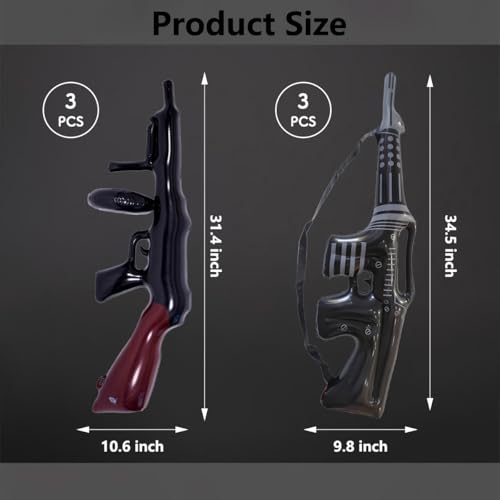 Inflatable Gun Props Set - 6 Large Party Balloons for Cosplay & Theme Parties