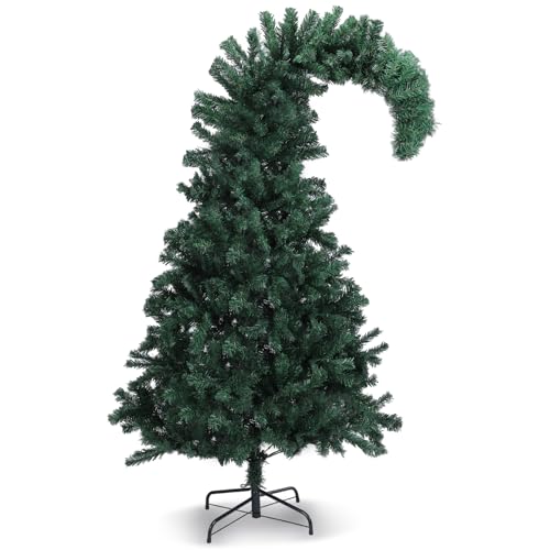 Daifunli Green Crooked Top 6ft Christmas Tree - Indoor Holiday Decor