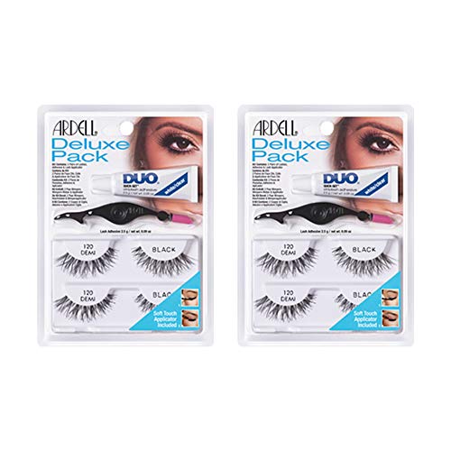 False Eyelashes #120 Demi Pack of 2 with Duo Adhesive & Applicator - Lightweight Natural Look
