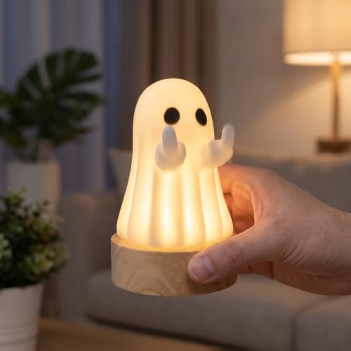 Indoor Halloween Ghost Figurine - Light-Up Rustic Spooky Decor