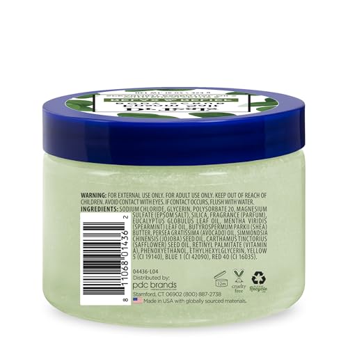 Dr Teal's Pure Epsom Salt Body Scrub, Relax & Relief with Eucalyptus & Spearmint Essential Oils, 16 oz (Pack of 3)