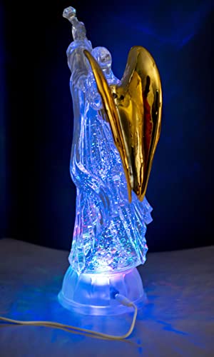 12-Inch LED Angel Trumpet Statue Decor - Christmas & Holiday Figurine with Lights