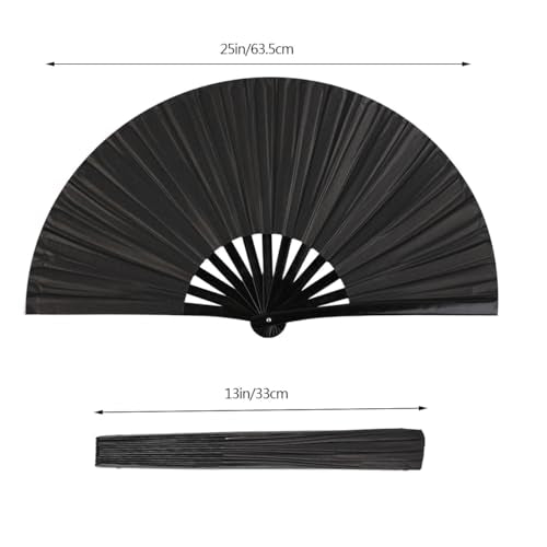 Black Folding Hand Fan for Line Dance and Festivals - Boots on The Ground Style (Variation: Black / 1)