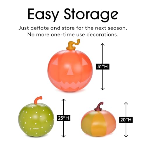 FUNBOY Giant Light-Up Inflatable Halloween Pumpkins - Orange 3-Pack Outdoor Decor