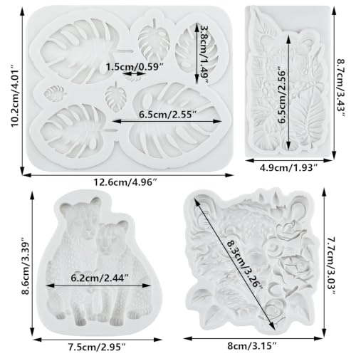 Jungle Leopard & Tropical Leaf Silicone Fondant Mold Set - Style G