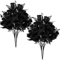 Artificial Black Rose Flowers Bouquet - 4 Pack, Realistic Silk Roses for Halloween & Fall Decor