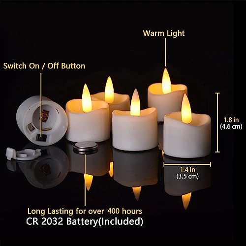 Battery Operated Flameless LED Tea Lights with Timer - 12 Pack