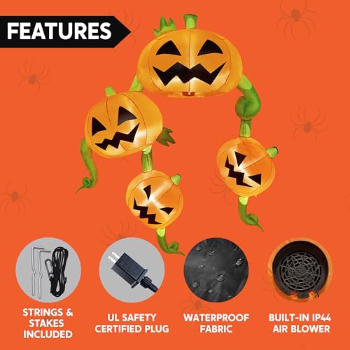10 Ft Tall Halloween Inflatable Pumpkin Hanging Roof Decor with LEDs