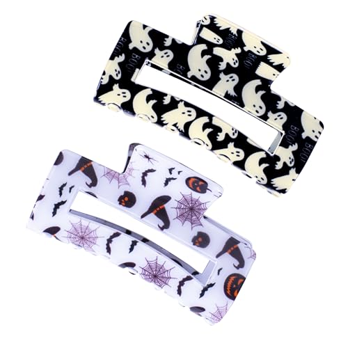 Halloween Hair Claw Clips - Ghost, Witch Hat & Bat Design, Strong Hold, Party Accessories - Halloween-C