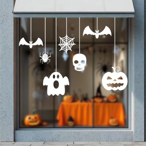 Halloween Window Clings Hanging Ghost Skull Decals - Styl 24