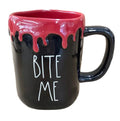 Halloween Bite Me Coffee Mug - Black with Red Drip & Blood Effect, 14 oz - Variation of THIS listing