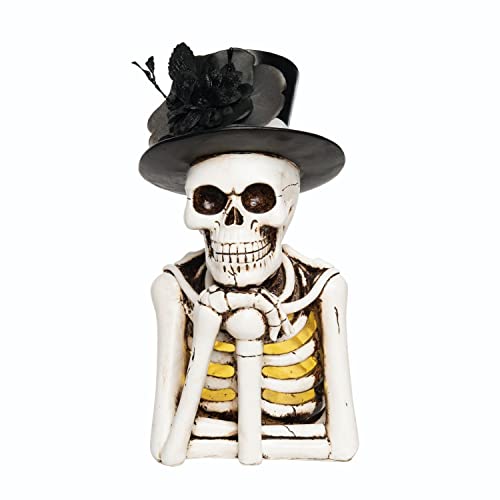 Resin Light Up Top Hat Skeleton Decor - Halloween Party Home Accent