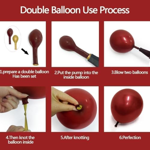 Burgundy Black Gold Balloon Garland Kit - Double Stuffed Latex Balloons for Party Decor