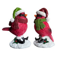 Christmas Cardinal Figurine - Red Birds Holiday Tabletop Decor, Indoor Outdoor