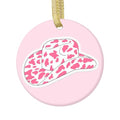 Pink Cowgirl Hat Christmas Ornament Ceramic Pendant Holiday Decor Gift