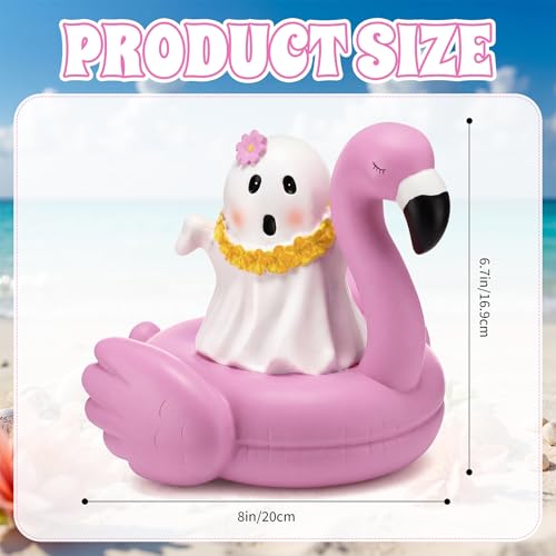 Halloween Ghost Decor - 6 Inch Resin Kawaii Ghost Flamingo Figurine
