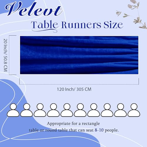Velvet Table Runner 20x120 Inch - Royal Blue Elegant Dining Décor