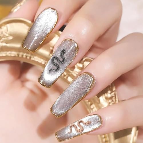 Halloween Nail Charms Cartoon Snake Nail Gems 5D Gold Silver Nail Art Decorations - Variation ASD-06