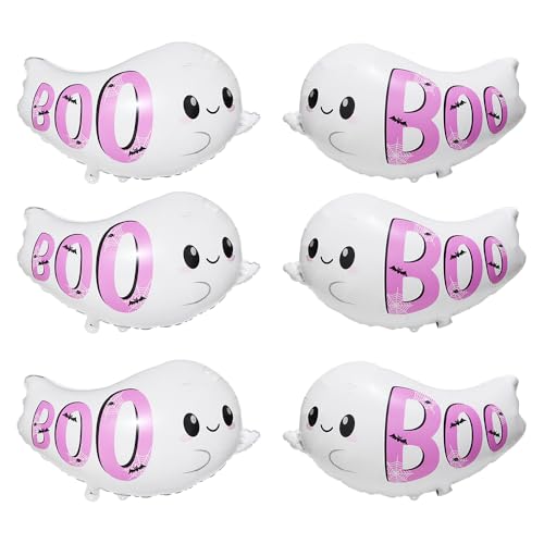 White Ghost Foil Balloon Set for Halloween Party Decorations - 6 Pack