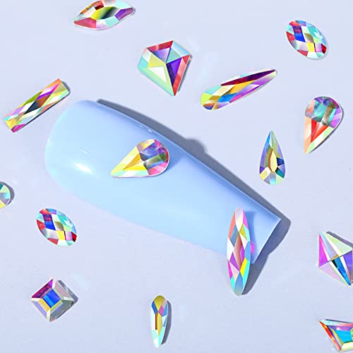 12 Styles 360 Pcs Rhinestones Nail Art Gems Multi Shapes Flat Back Crystals for DIY Nails