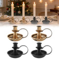 Black & Bronze Taper Candle Holders Set - 4 Pcs Iron Candlelight Stands with Handle for Home & Wedding Decor Variation of 4