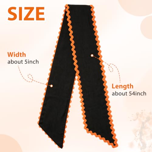 Wreath Sash for Front Door 2 Pack - Black with Orange Halloween Decorations