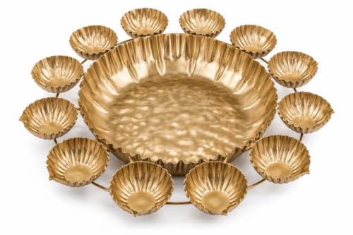 Diwali Lotus Urli Bowl for Home Decor Festival Pooja Gold 14 Inch