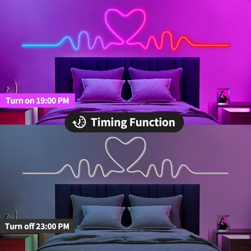 Neon Rope Light 6.56FT RGB LED Strip Light App & Button Control Waterproof
