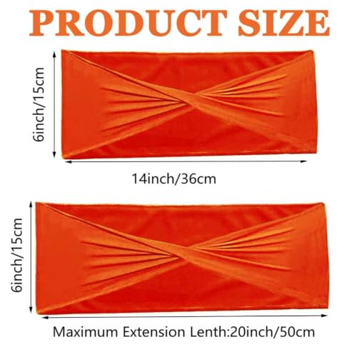 50 PCS Orange Spandex Chair Sashes Bows - Stretchable Wedding & Event Ties