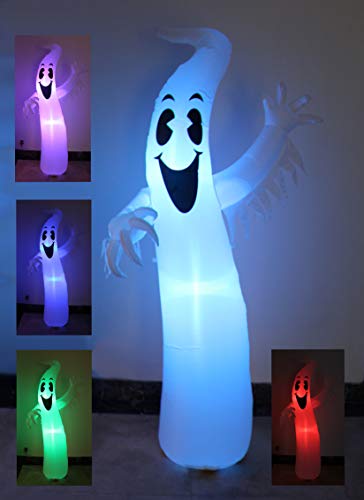 8 Ft Tall Lighted Inflatable Ghost Monster Halloween Decor with Color Changing LEDs