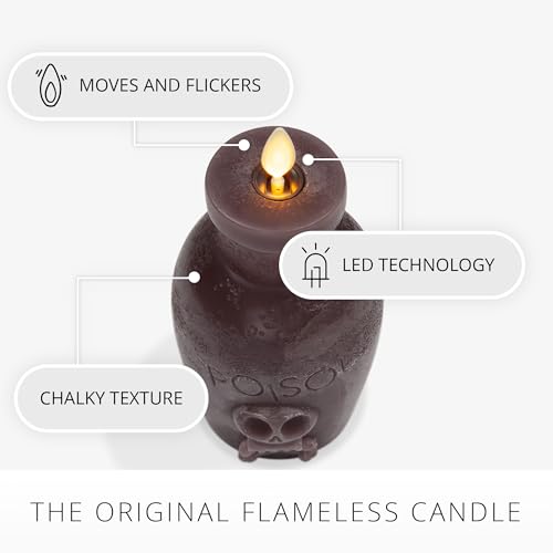 Flameless Poison Bottle Candle - Dark Chocolate Wax with Moving Flame & Timer, Halloween Decor, Chocolate Torte Variation