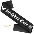 Halloween Goth Sash with Glitter White Text - Spooky Birthday Accessories