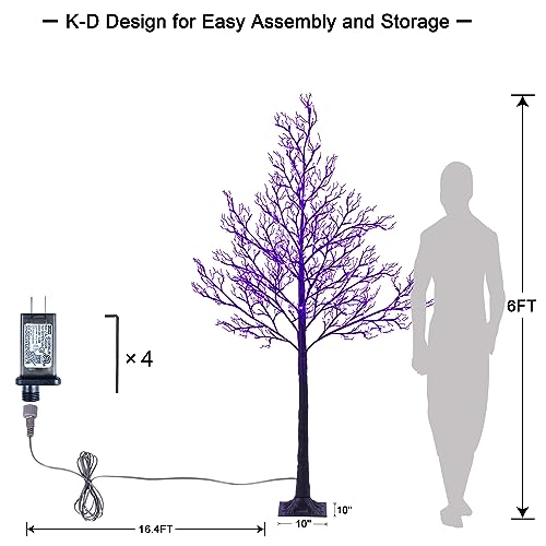 Lightshare 6ft Purple Halloween Willow Tree with 200 LED Lights Indoor Outdoor Decor