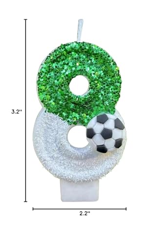 9 Numeric Birthday Candle - Large 1st Cake Topper for Baby & Kids Party - SoccerGN Variation