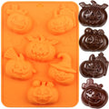 Halloween Silicone Chocolate Molds - 6 Cavities Jack O' Lantern Witch Hat Pumpkin
