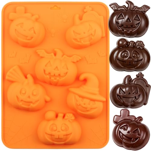 Halloween Silicone Chocolate Molds - 6 Cavities Jack O' Lantern Witch Hat Pumpkin