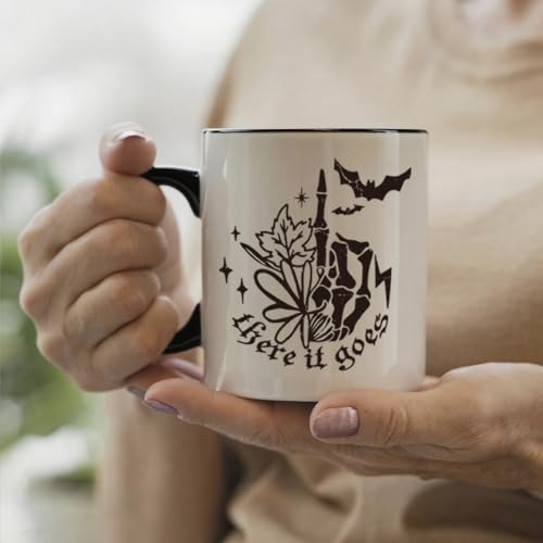 Halloween Skeleton Skull Mug - Spooky Dark Humor Ceramic Coffee Cup 11oz