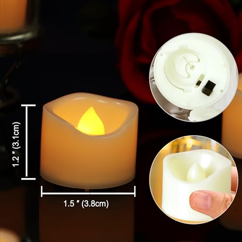 Battery Operated Flickering LED Tea Lights - Warm Yellow 24 Pack