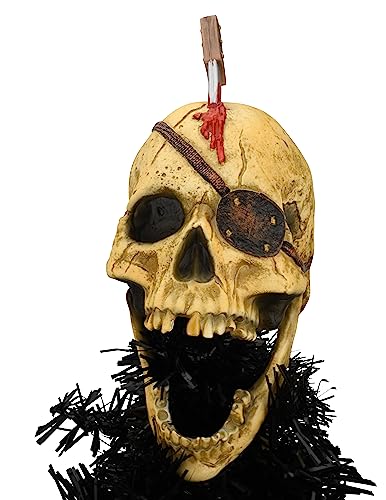 Large Pirate Skull Tree Topper for Halloween & Christmas - 10 Inch Decor