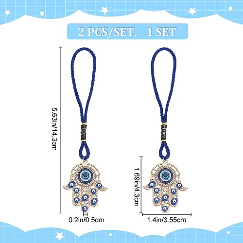 2PCS Hamsa Hand Amulet Pendant with Evil Eye - Lucky Protection Decor for Car & Home