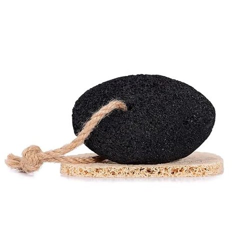 RDRKR 2-Pack Natural Lava Pumice Stone for Feet & Hands – Callus & Corn Remover for Cracked Heels, Hard Dry Skin Exfoliator, Volcanic Foot Scrubber Pedicure Tool (Black)