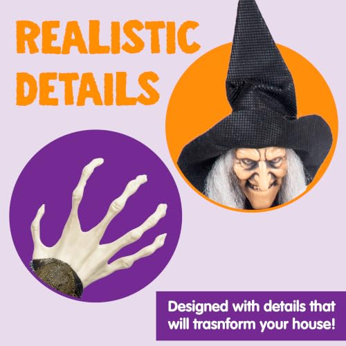 Halloween Hanging Witch Decorations Set - Flying Haunted House Scary Outdoor Indoor Decor