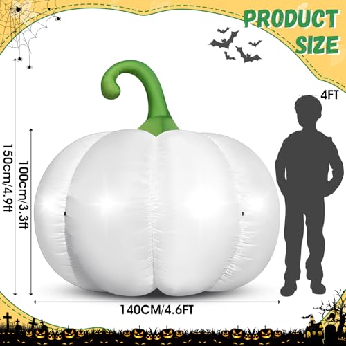 Giant White Inflatable Pumpkin with LED Lights for Halloween & Fall Decor