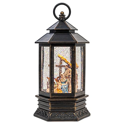 Holiday Water Lanterns 10 Inch Nativity Musical Lighted Water Lantern