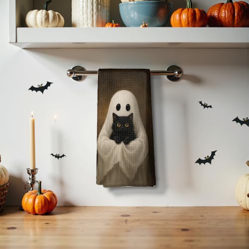 Halloween Ghost Black Cat Kitchen Towels - 15 Color Variations 16x24 Inch