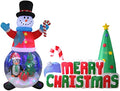 Inflatable Christmas Snowman Globe with Penguin & Gift Box + 6ft Xmas Tree with Candy Cane Lights Bundle