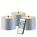 smtyle Tea Lights Candles Battery Operated with Remote - Silver Set of 3